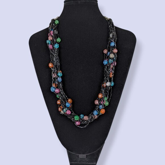 16-Strand Black Bead & Accent Torsade Necklace - Picture 3 of 5